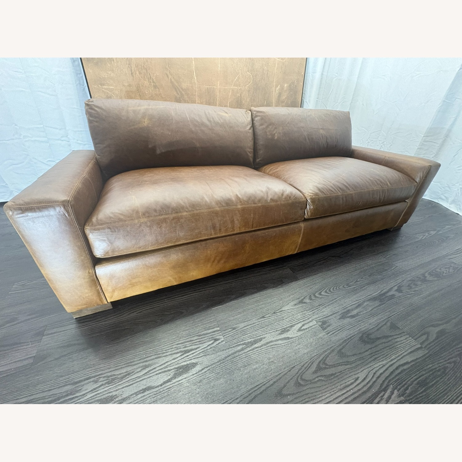 Restoration Hardware Maxwell Leather 2-Cushion Sofa | Leather - image-9