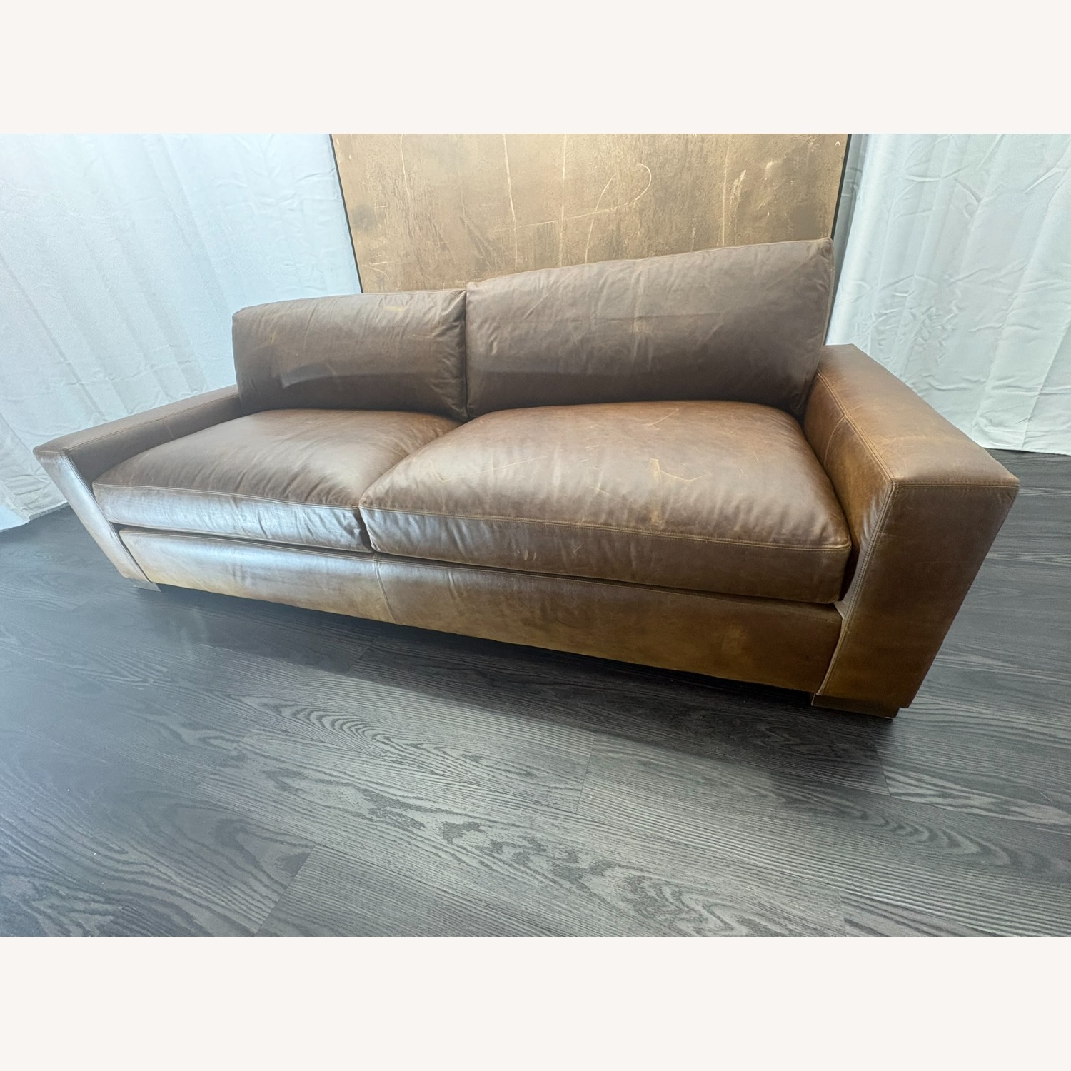 Restoration Hardware Maxwell Leather 2-Cushion Sofa | Leather - image-7
