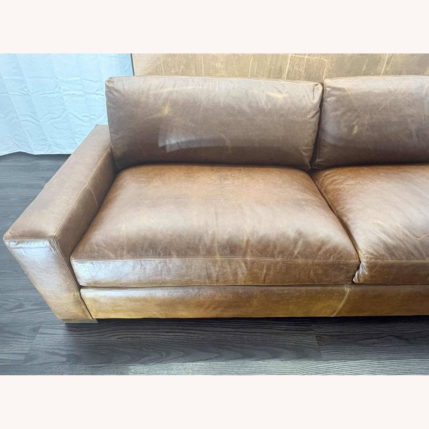 Restoration Hardware Maxwell Leather 2-Cushion Sofa | Leather - image-3
