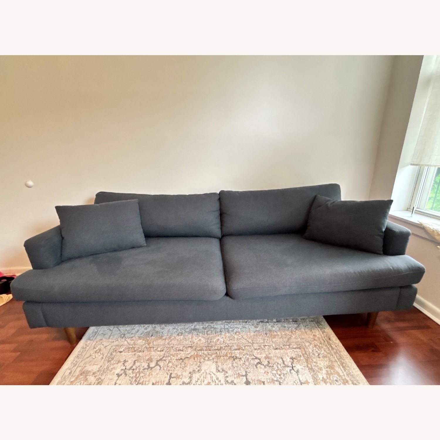 AllModern Mid Century Deep Blue Sofa - image-9