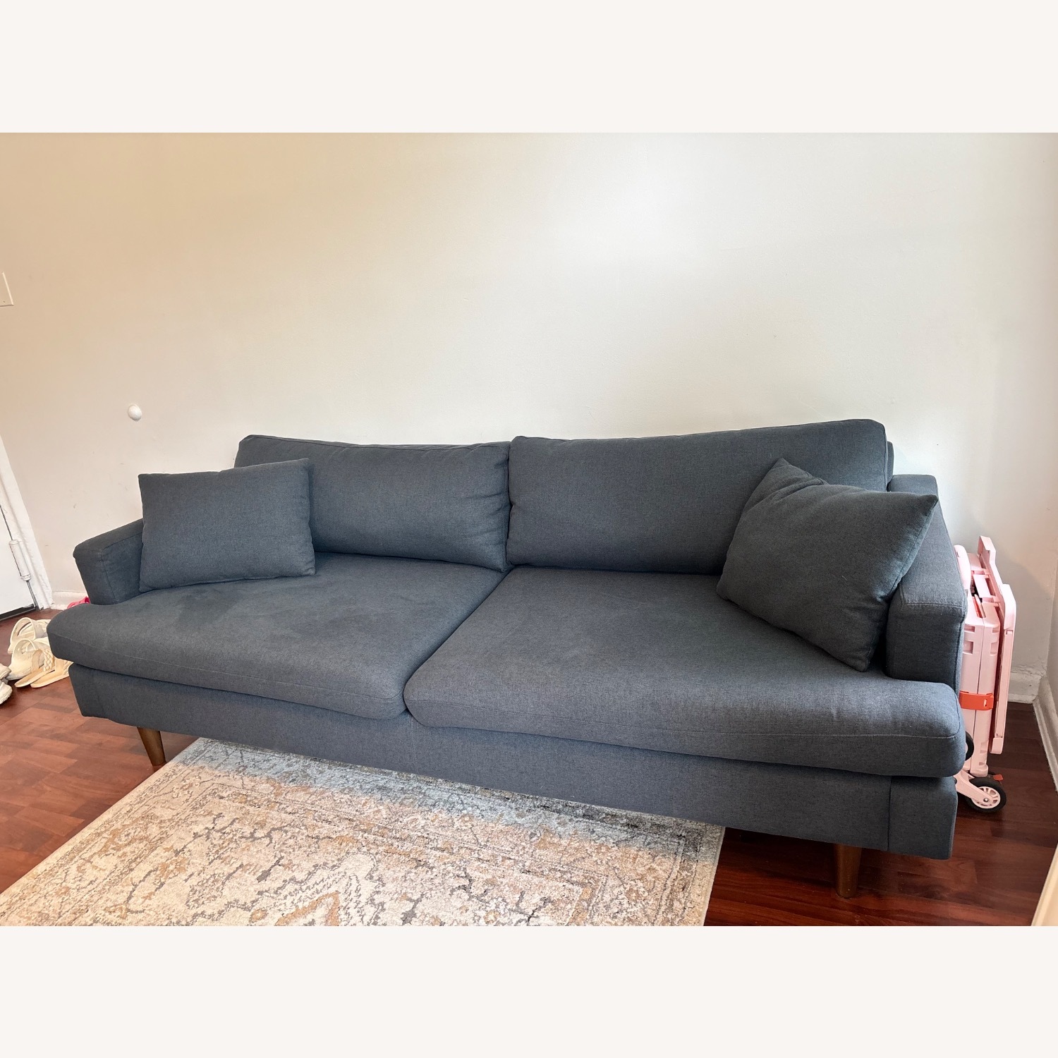 AllModern Mid Century Deep Blue Sofa - image-5