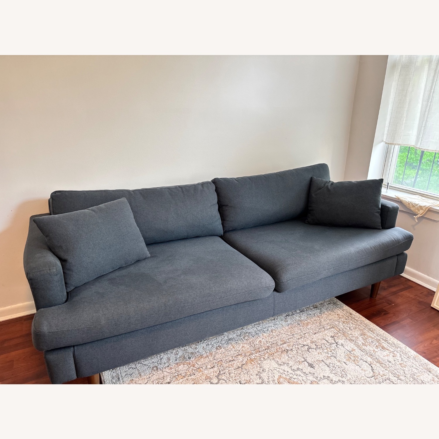 AllModern Mid Century Deep Blue Sofa - image-4