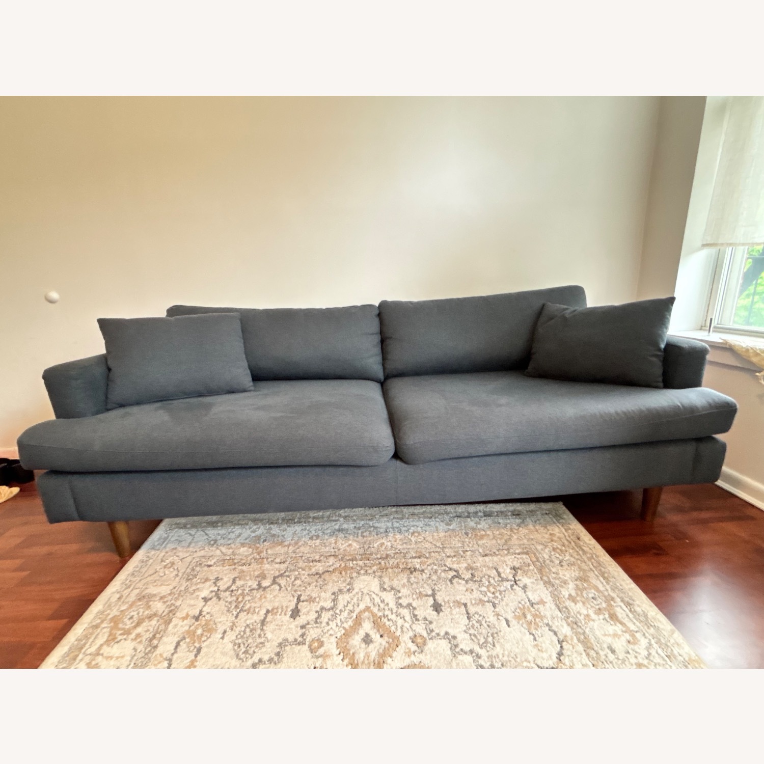 AllModern Mid Century Deep Blue Sofa - image-7