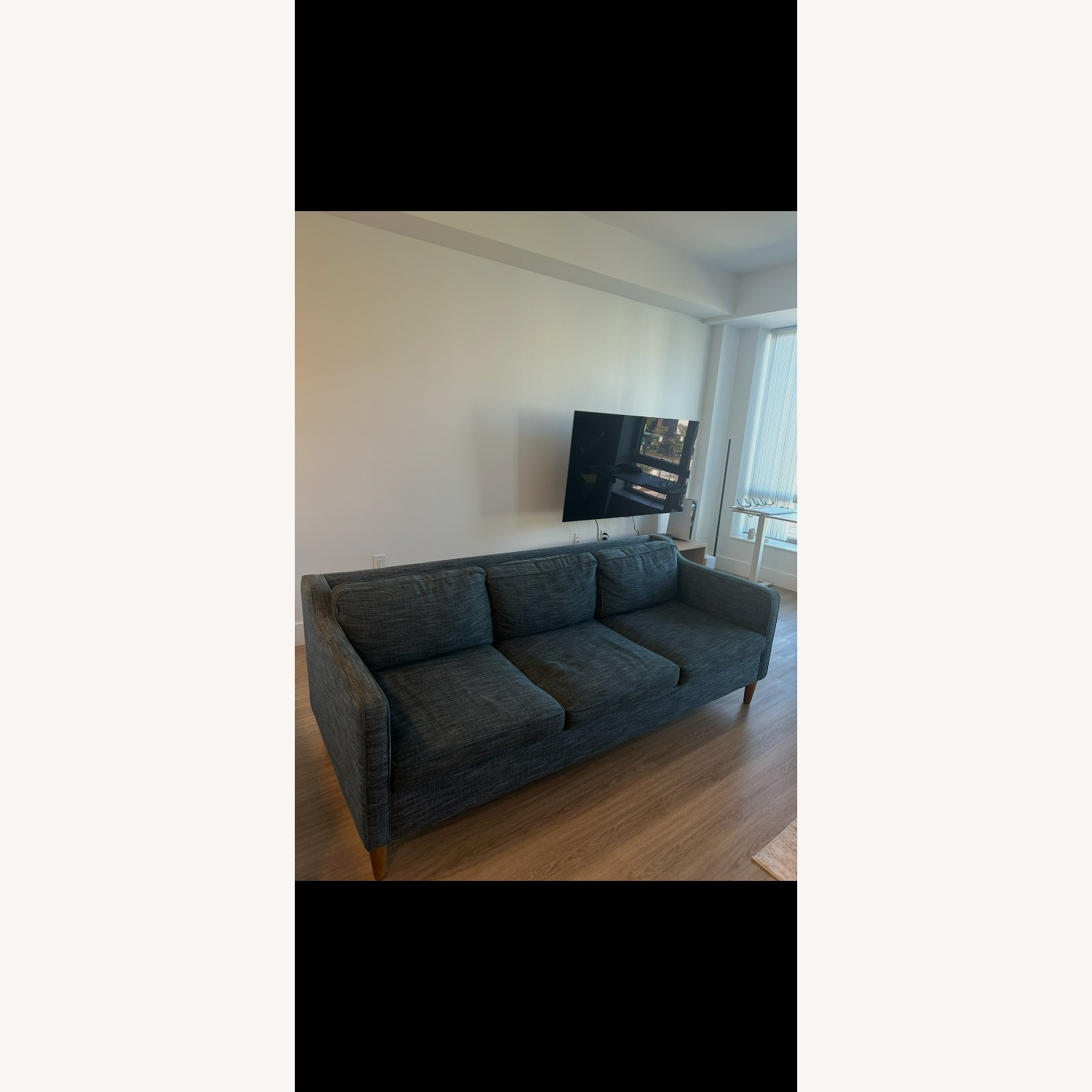 West Elm Hamilton Custom 3 Seater Blue Sofa - image-2