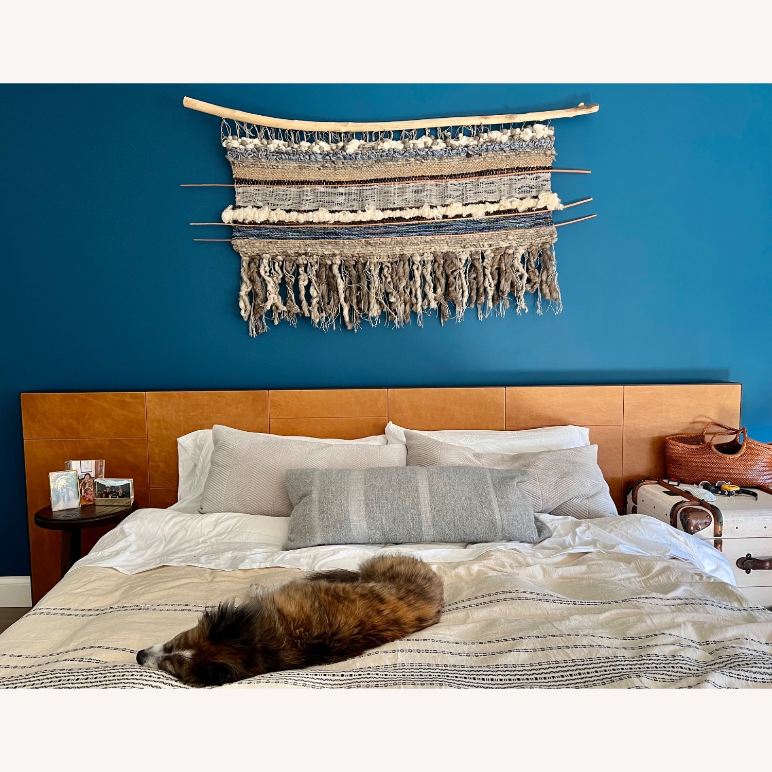 Croft House Light Brown Leather King Bed - image-2