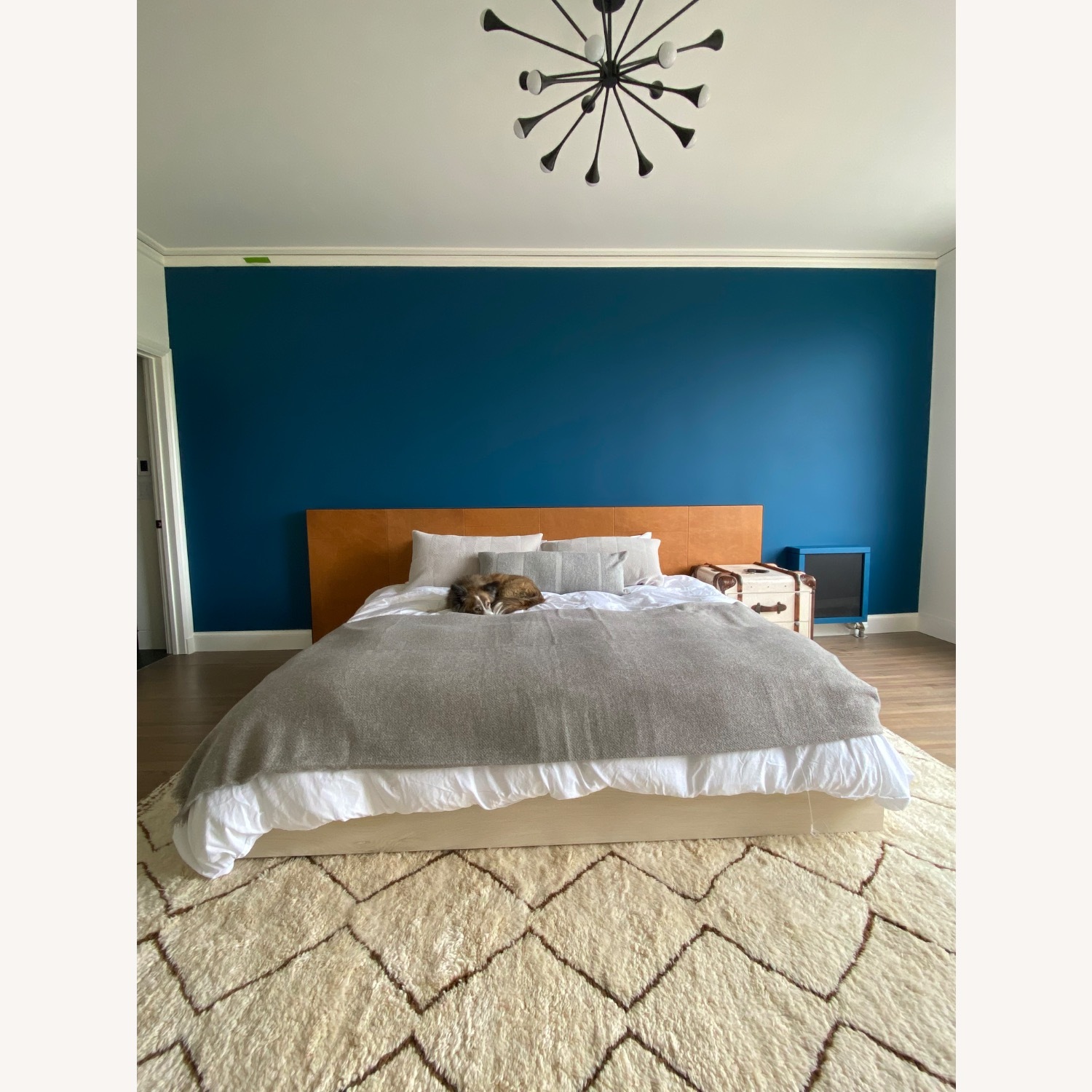 Croft House Light Brown Leather King Bed - image-3