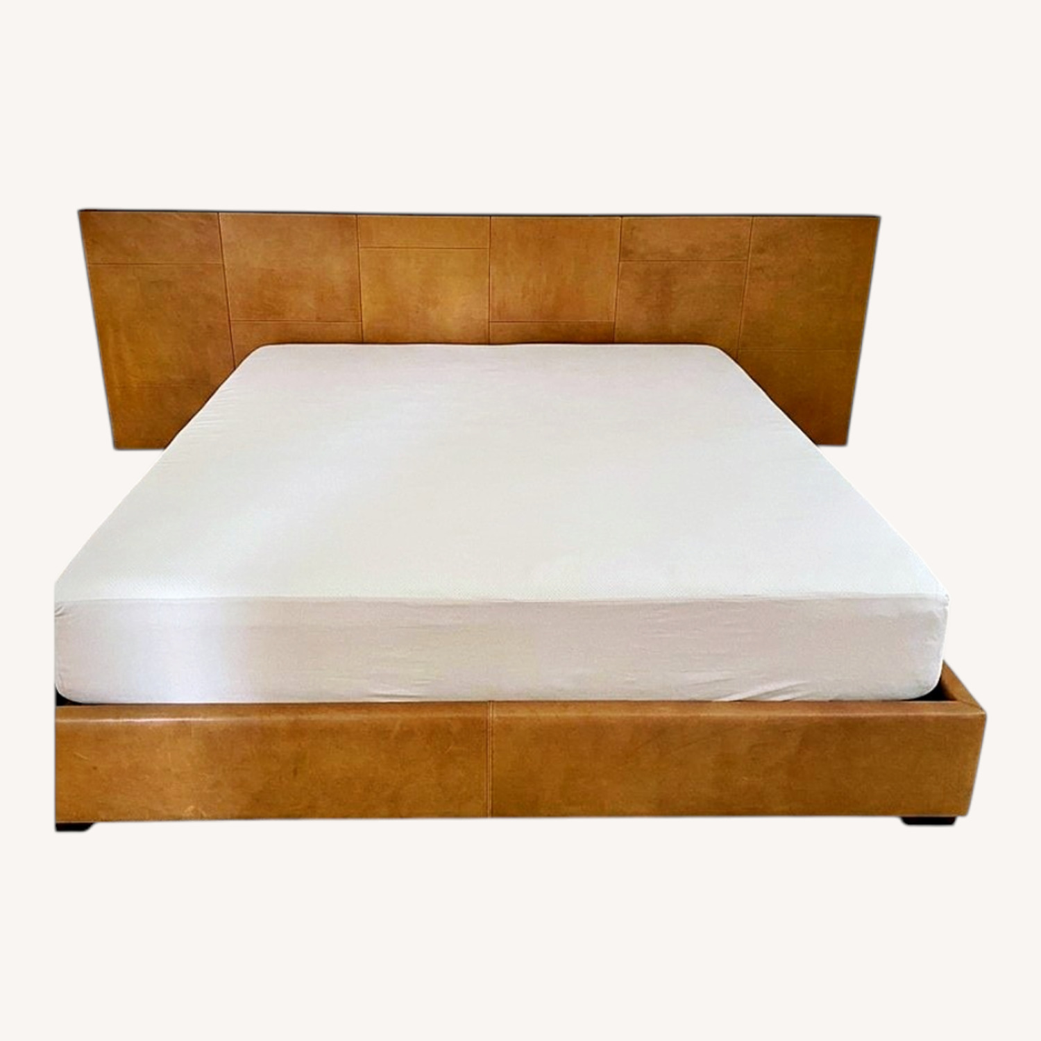 Croft House Light Brown Leather King Bed - image-0
