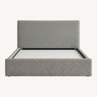 West Elm Light Gray Fabric Queen Bed