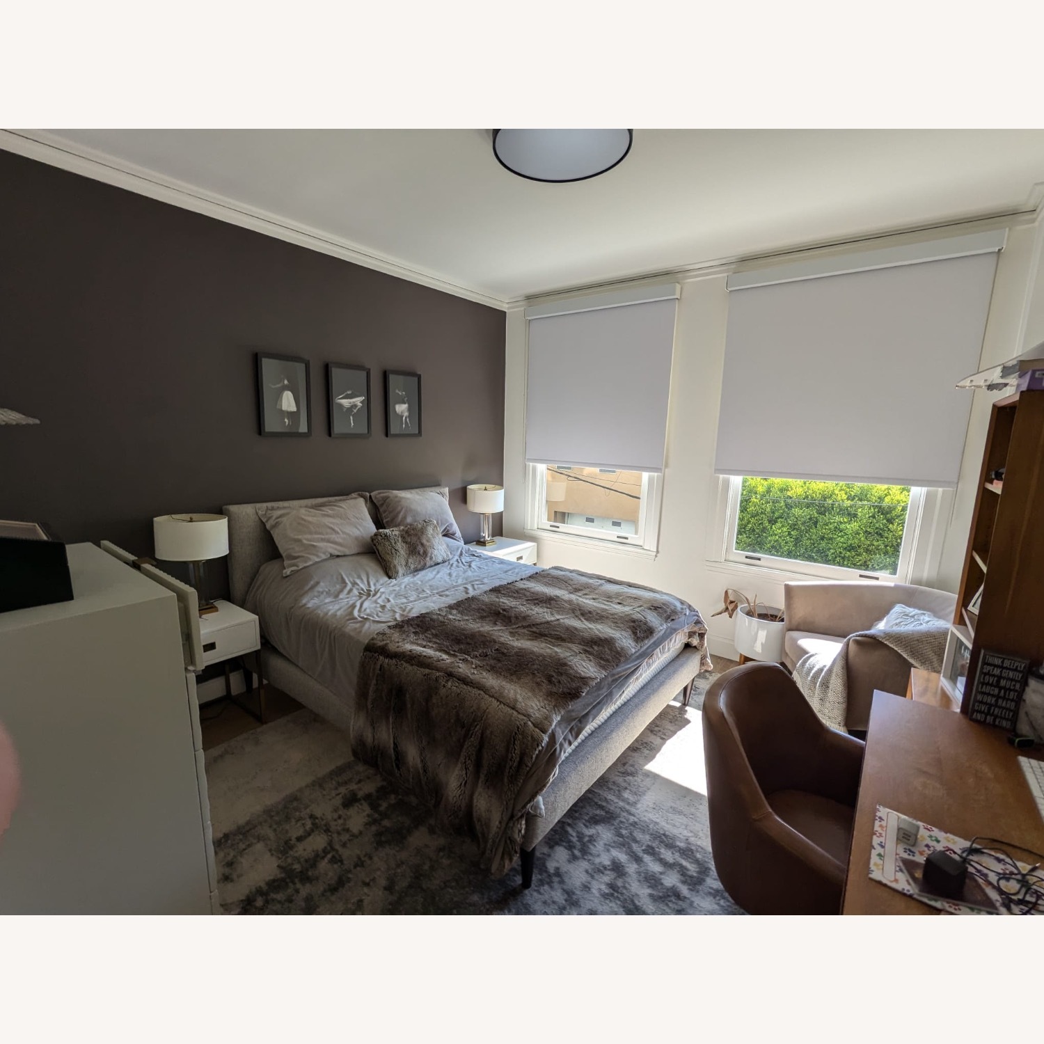 West Elm Light Gray Fabric Queen Bed - image-4