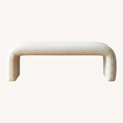 Used TOV Leigh Channeled Velvet Bench Cream for sale on AptDeco