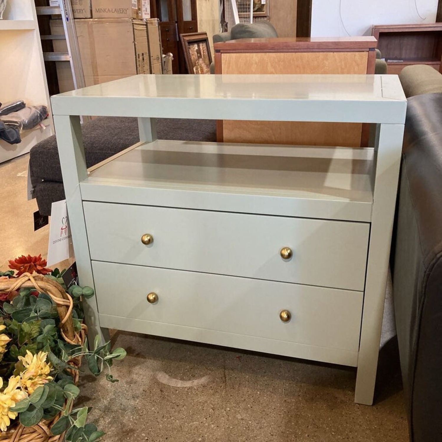 Celine 2-Drawer Nightstand Sage/Gold - image-2