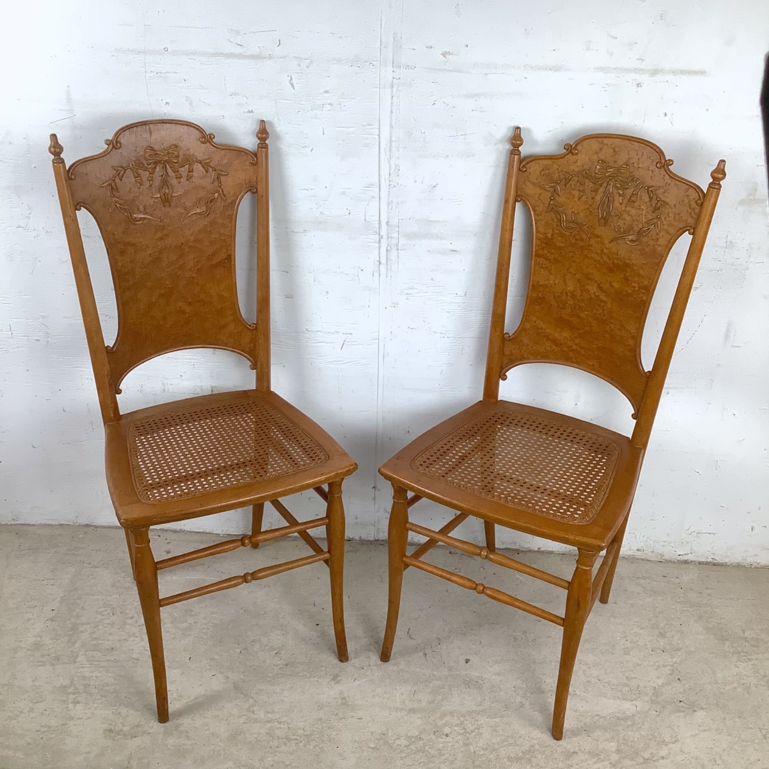 Antique Caned Seat Side Chairs– Pair - image-3