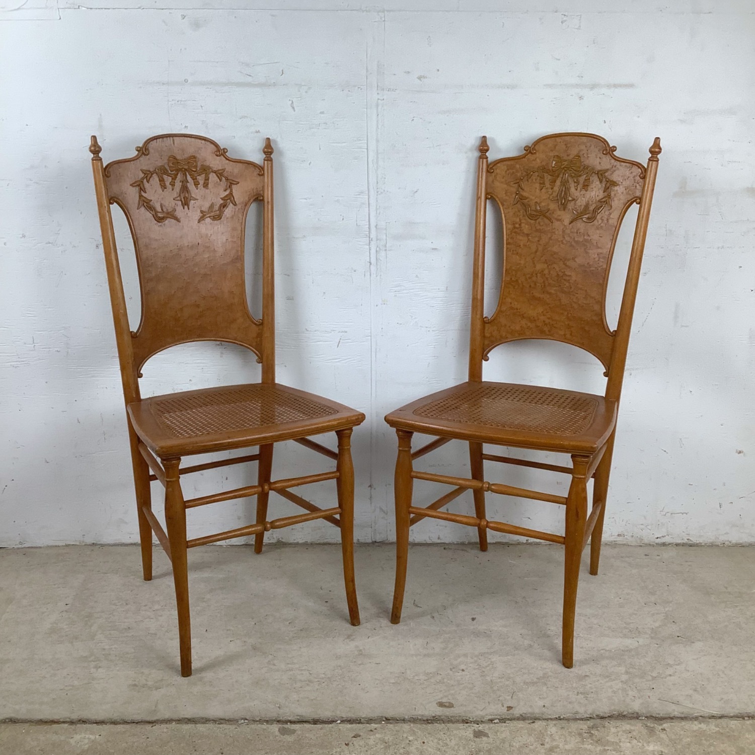 Antique Caned Seat Side Chairs– Pair - image-2
