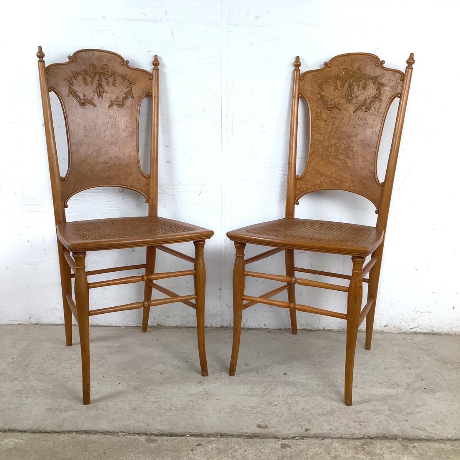 Antique Caned Seat Side Chairs– Pair - image-1