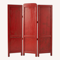 Antique Painted Red Wood Room Divider