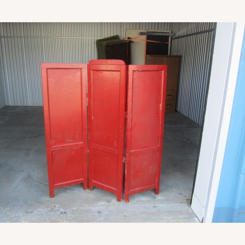 Used Antique Painted Red Wood Room Divider for sale on AptDeco