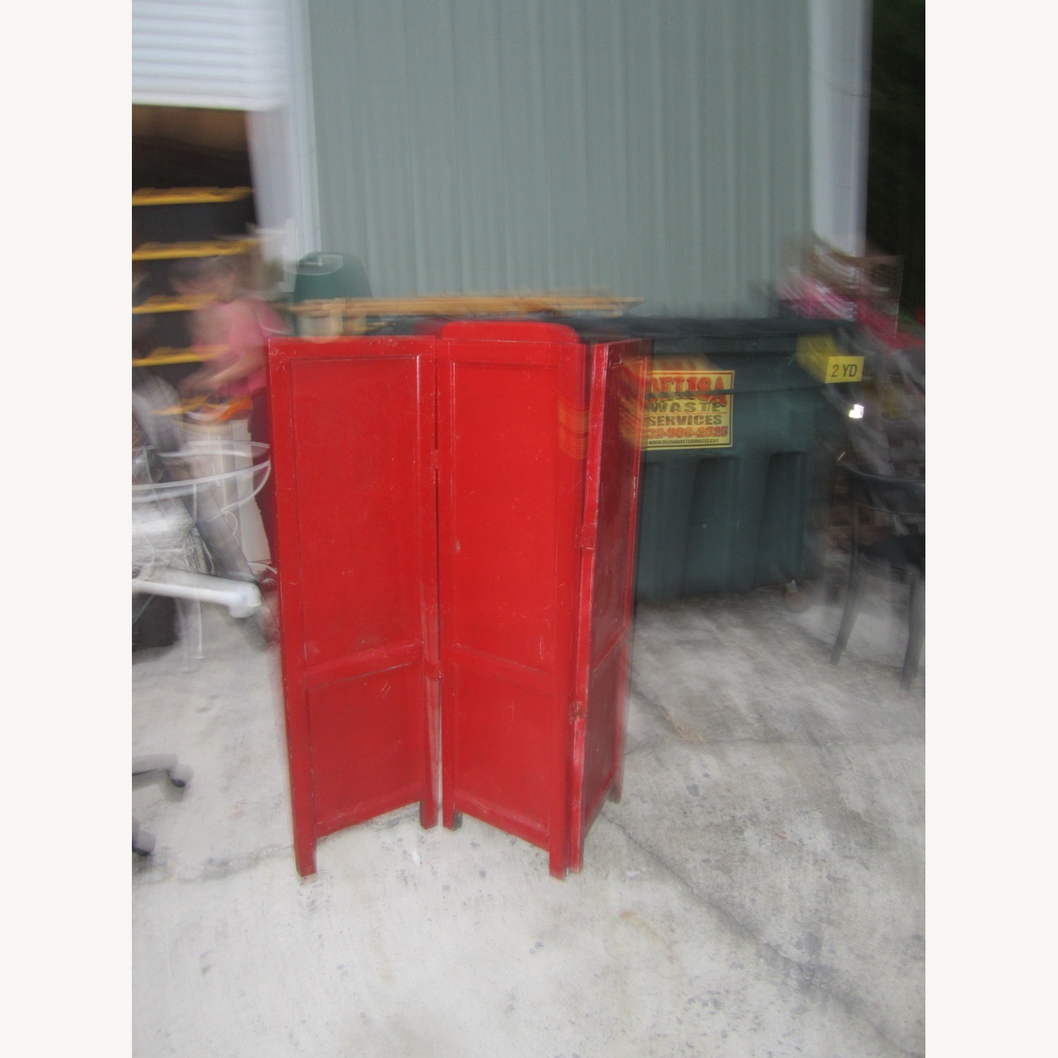 Antique Painted Red Wood Room Divider - image-3