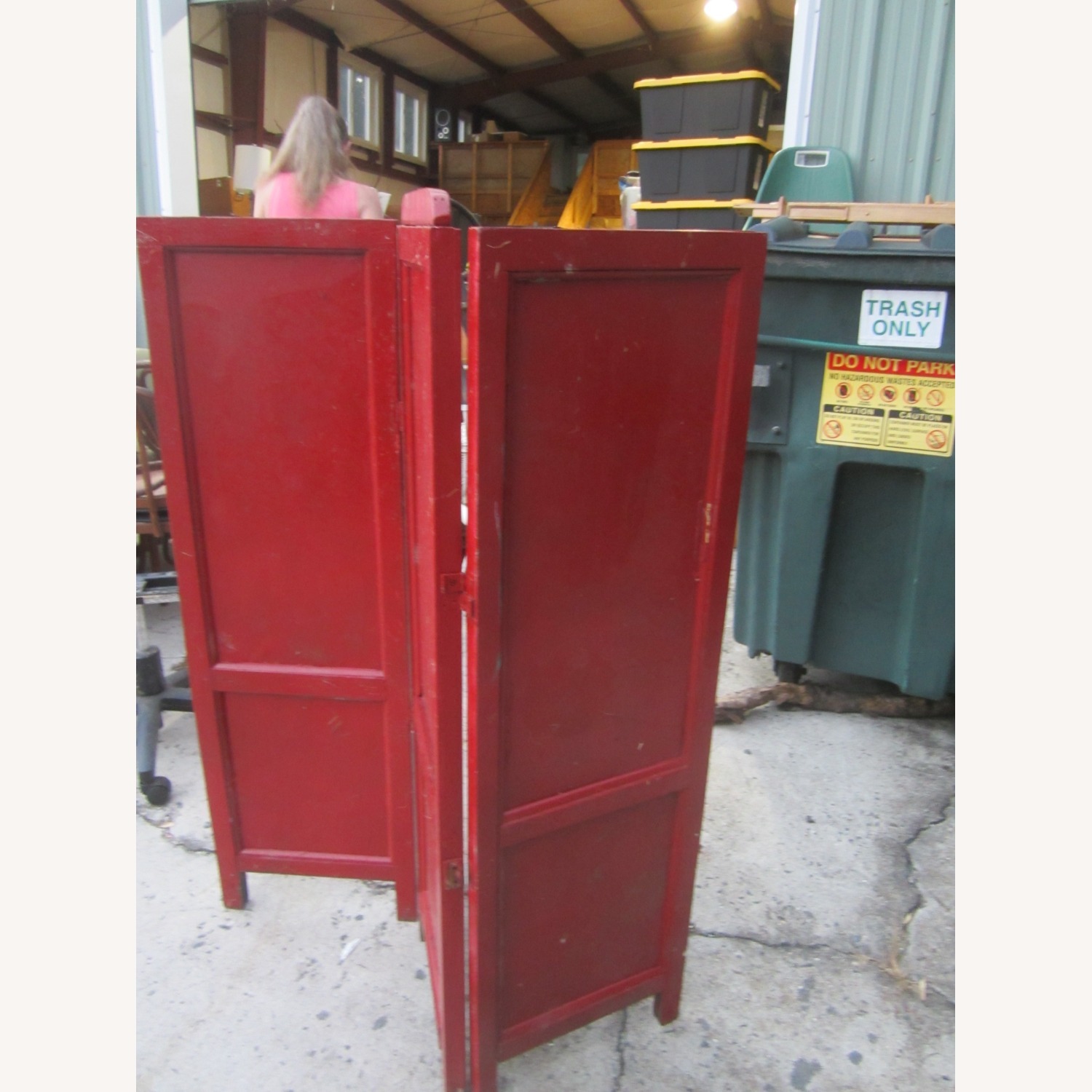 Antique Painted Red Wood Room Divider - image-4