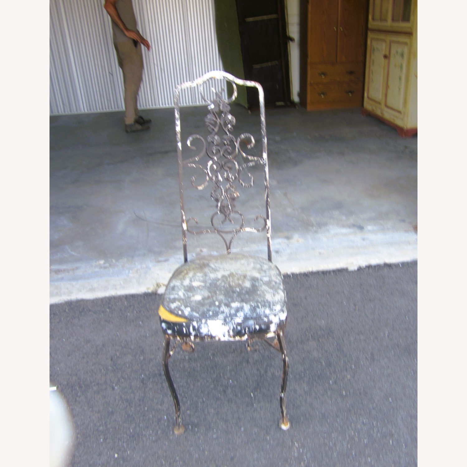 Vtg Retro 70's Wrought Iron  Black Accent Chair - image-1
