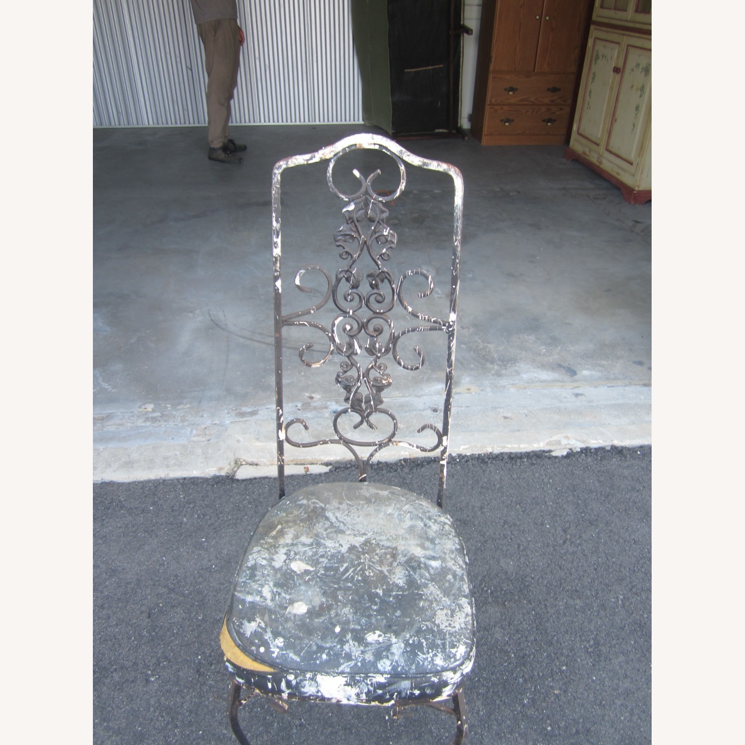 Vtg Retro 70's Wrought Iron  Black Accent Chair - image-2