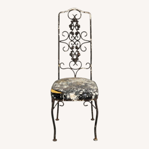 Used Vtg Retro 70's Wrought Iron  Black Accent Chair for sale on AptDeco
