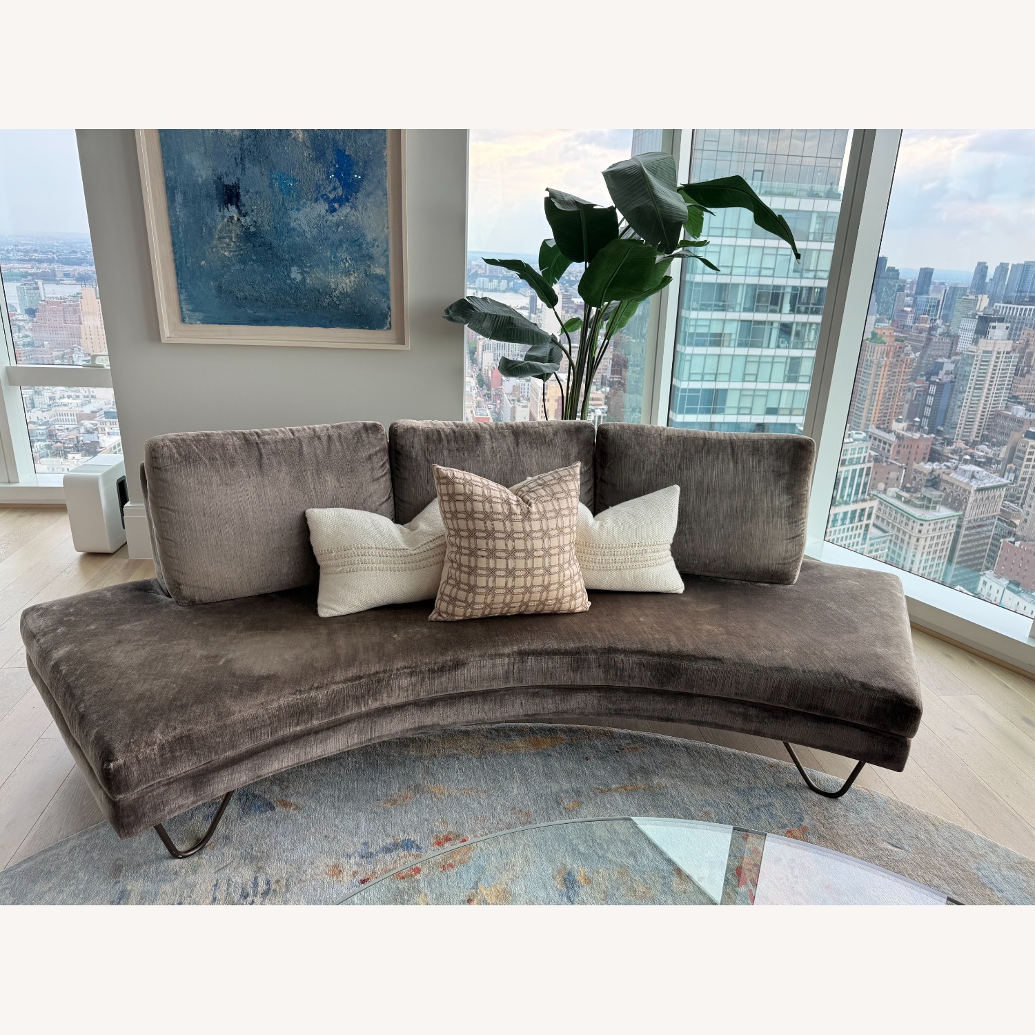 (2) Minotti Natural Velvet 3+ Seater Sofas - image-1