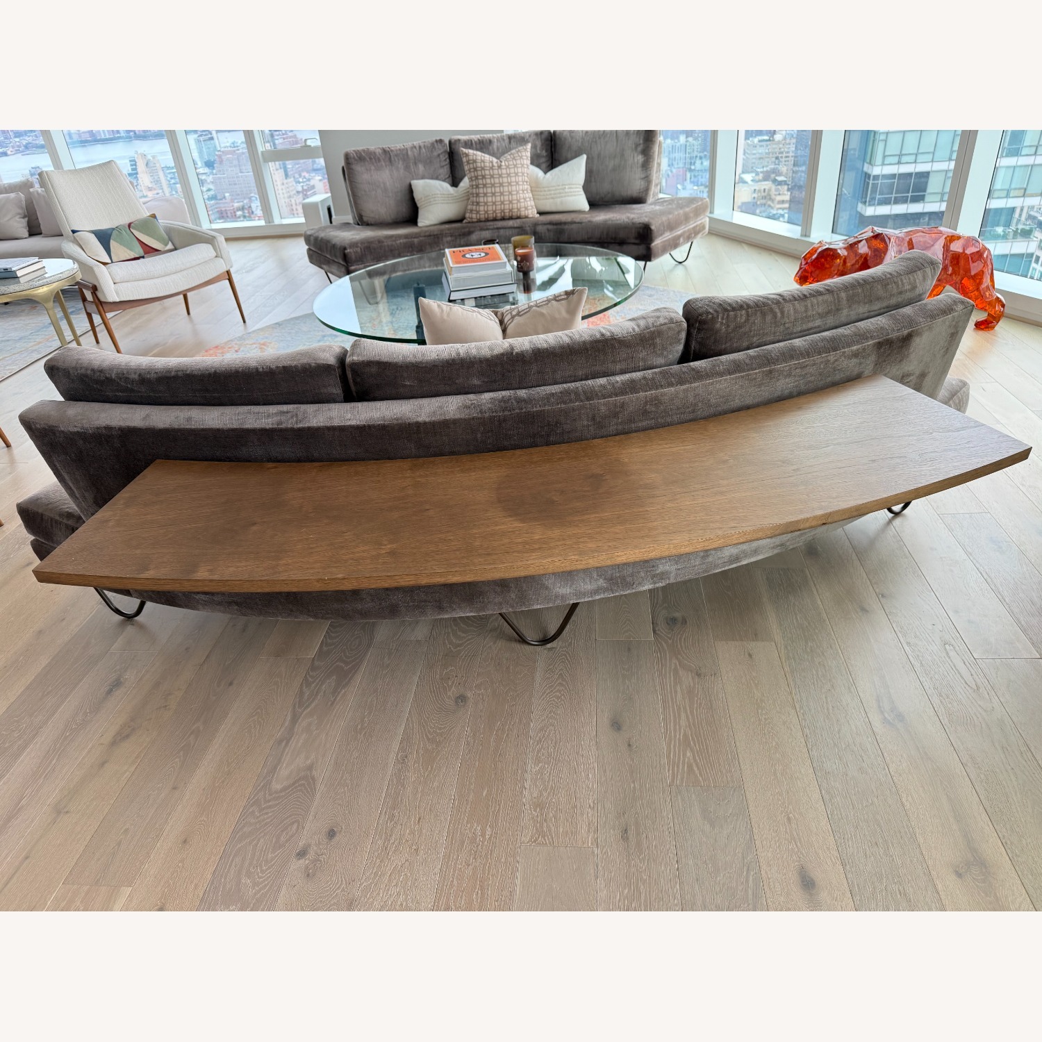 (2) Minotti Natural Velvet 3+ Seater Sofas - image-2