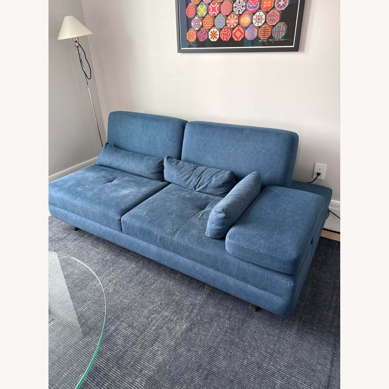 Lazzoni Mony Blue Velvet Sofa/Sleeper - image-3