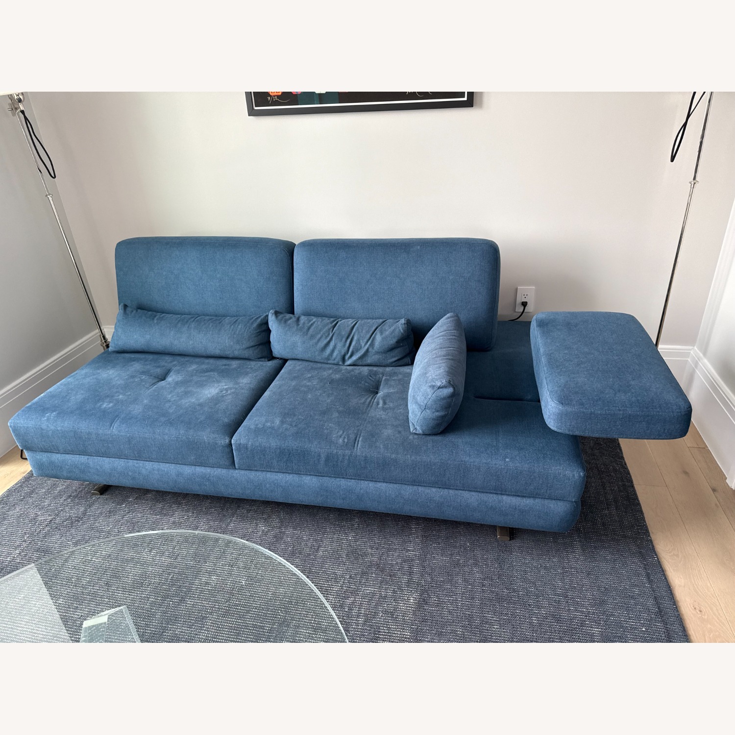 Lazzoni Mony Blue Velvet Sofa/Sleeper - image-2