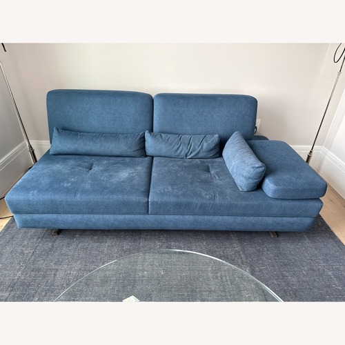 Used Lazzoni Mony Blue Velvet Sofa/Sleeper for sale on AptDeco