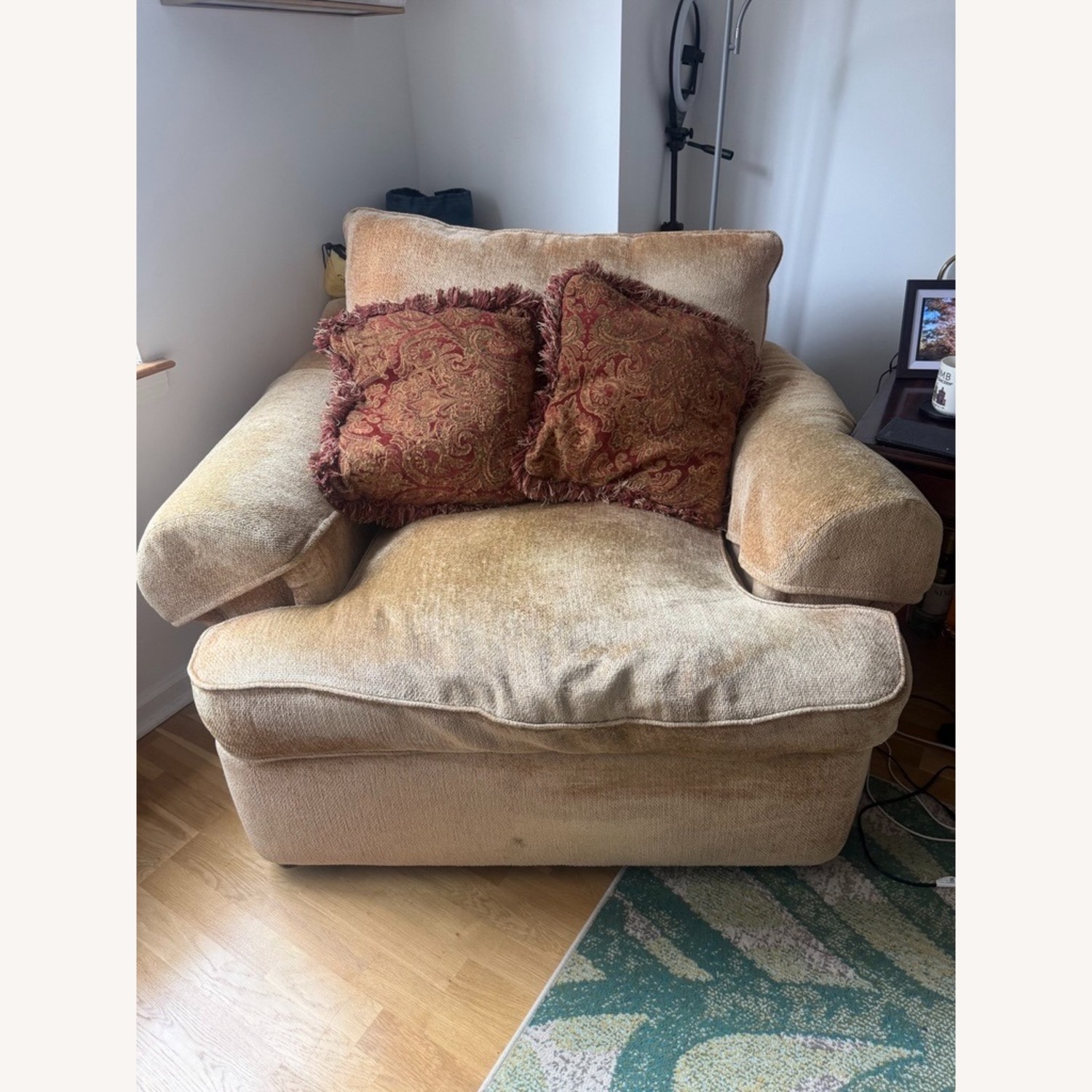 Original Thomasville Chenille Gold Loveseat - image-2