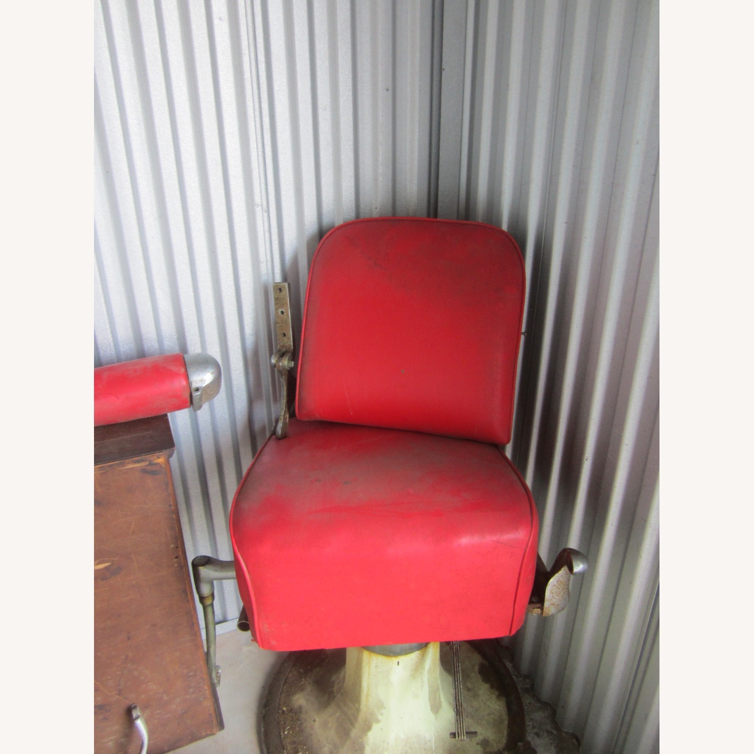 Vintage/Antique Red Metal Accent Chair - image-1
