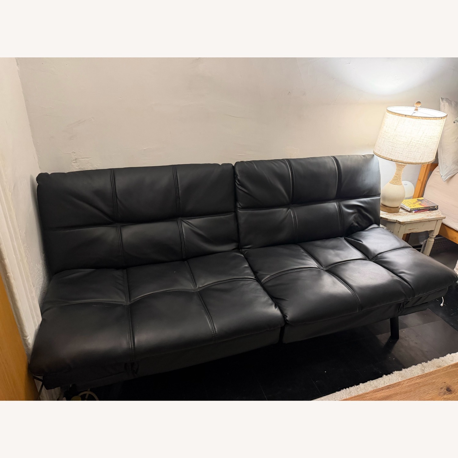 Amazon Black Faux Leather Futon - image-3