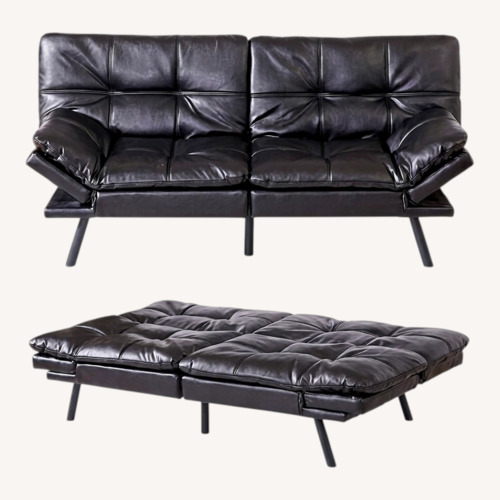 Used Amazon Black Faux Leather Futon for sale on AptDeco