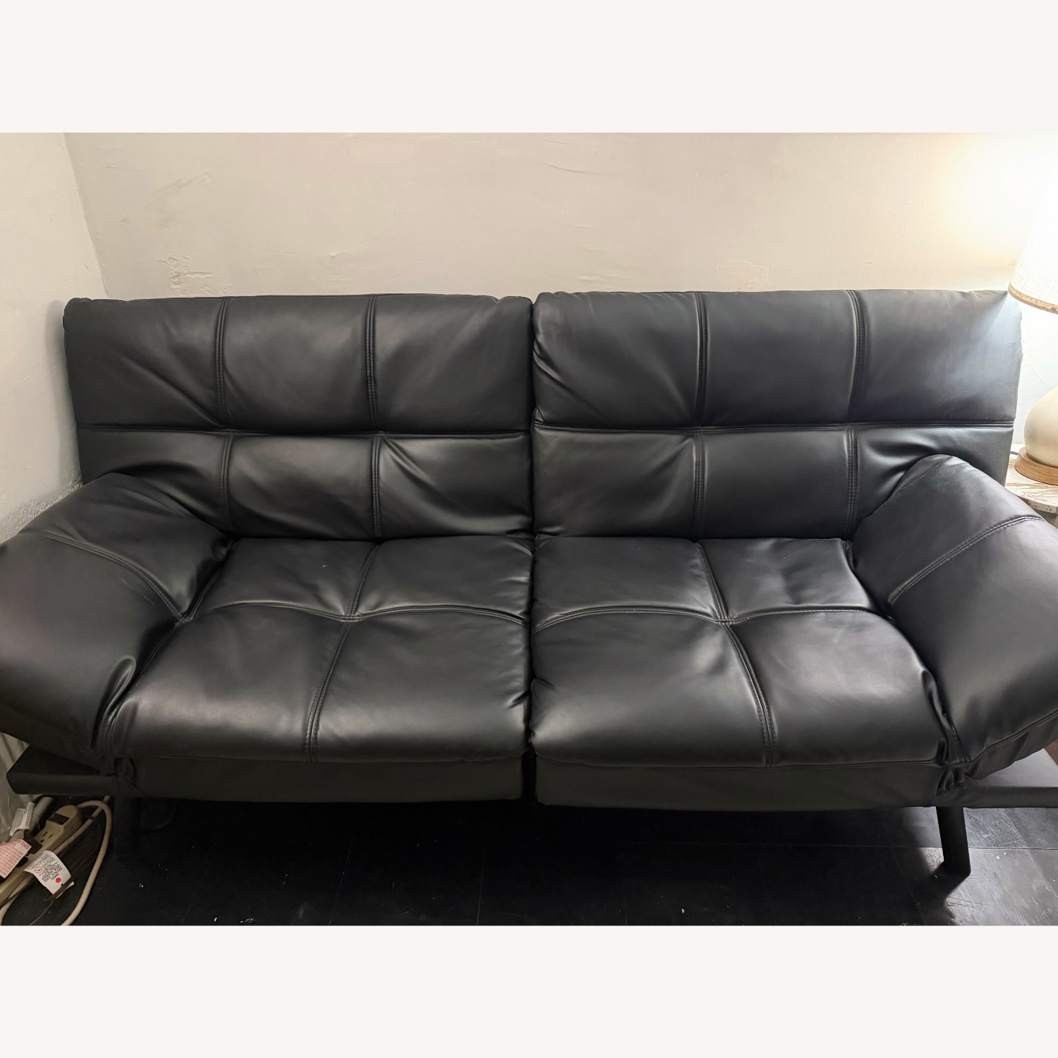 Amazon Black Faux Leather Futon - image-1