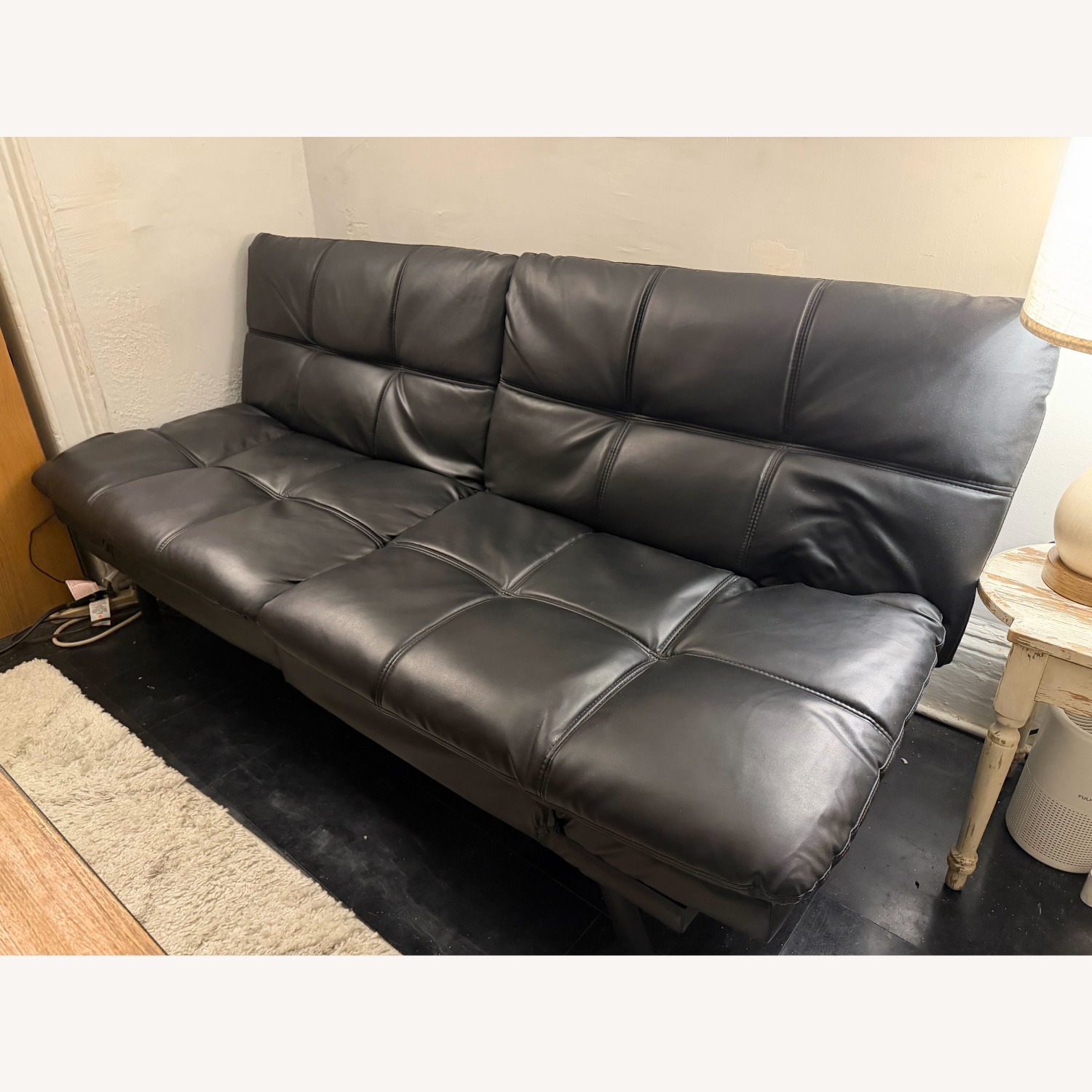 Amazon Black Faux Leather Futon - image-2