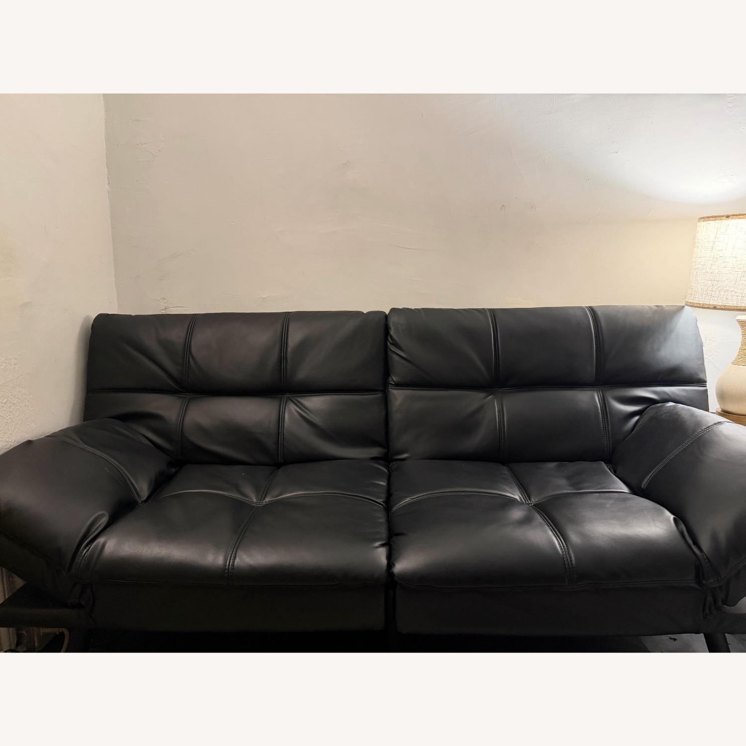 Amazon Black Faux Leather Futon - image-4