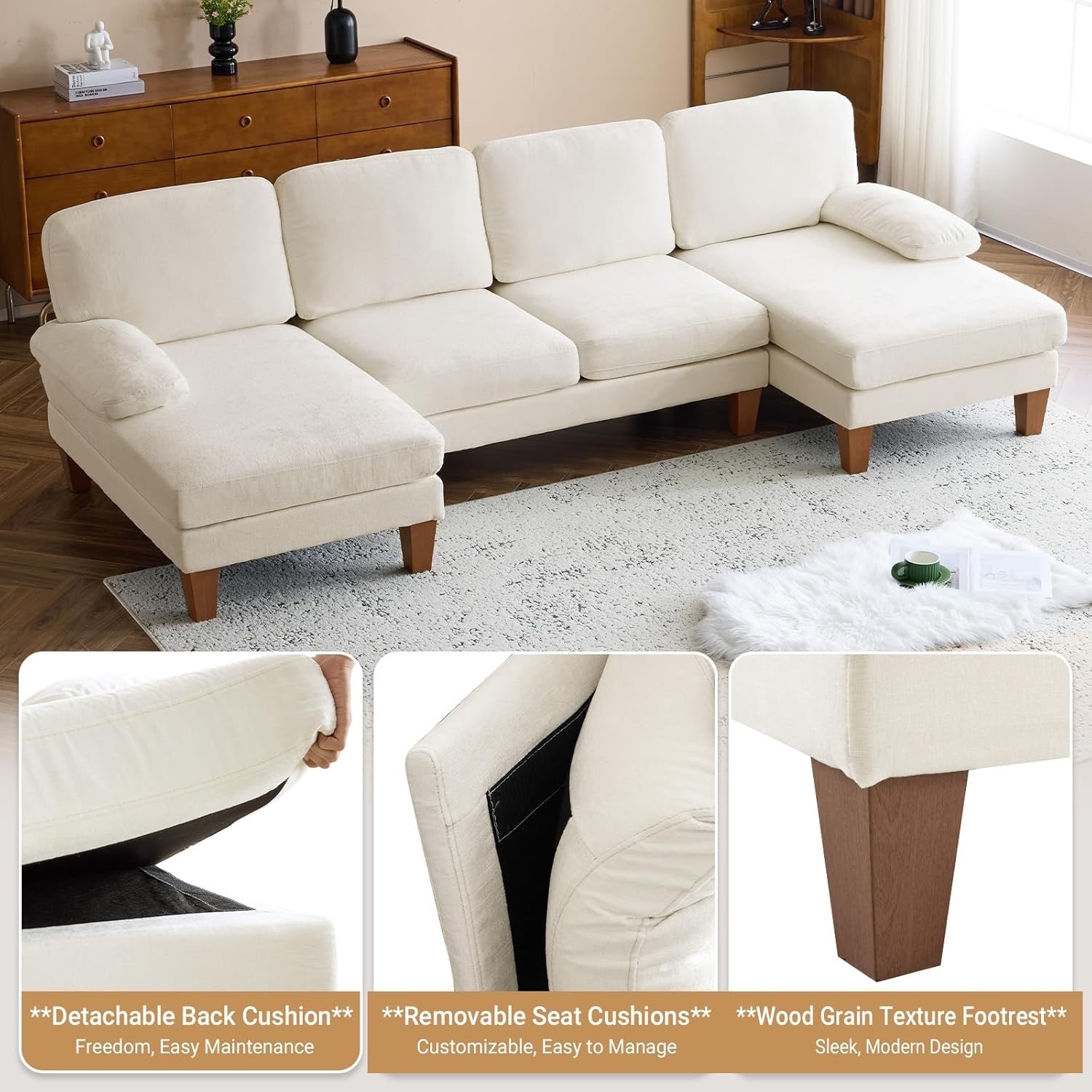 VINGLI White 3+ Seater Sofa - image-2