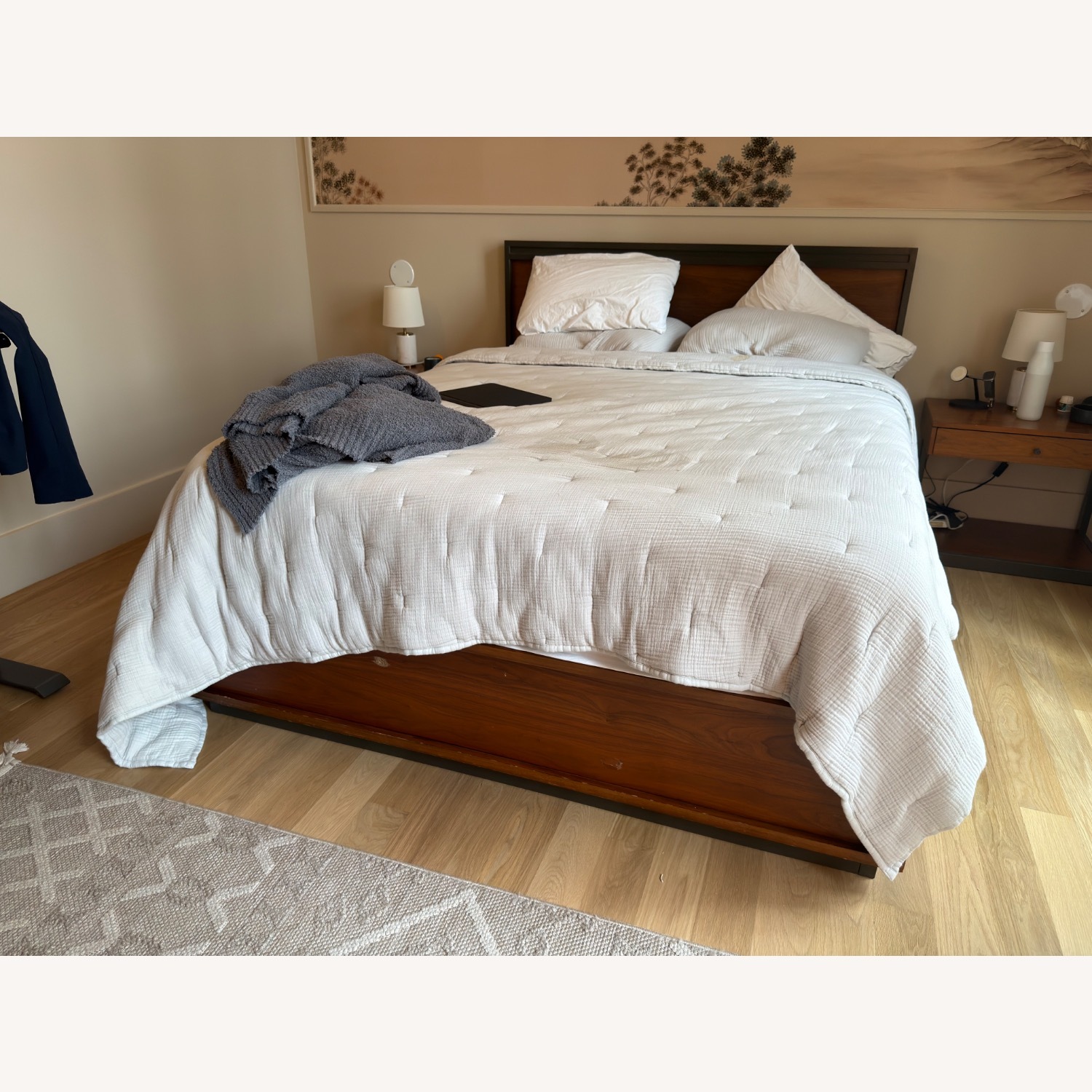 Crate & Barrel Blair Dark Brown Wood Queen Bed - image-1