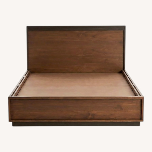 Used Crate & Barrel Blair Dark Brown Wood Queen Bed for sale on AptDeco