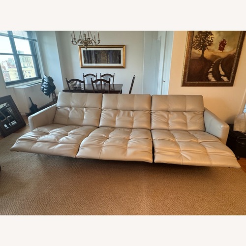 Used Natuzzi Sophy 3-seat Recliner Sofa - Gray Leather for sale on AptDeco