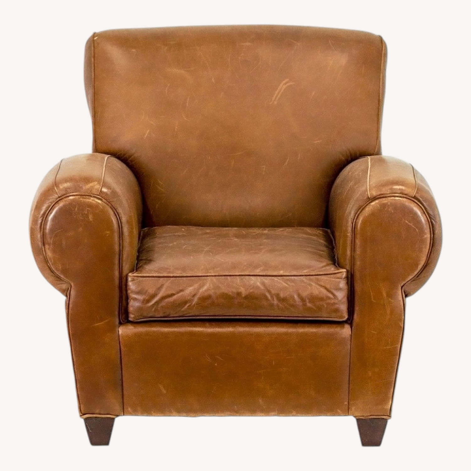 Pottery Barn Red Leather Armchair - image-0