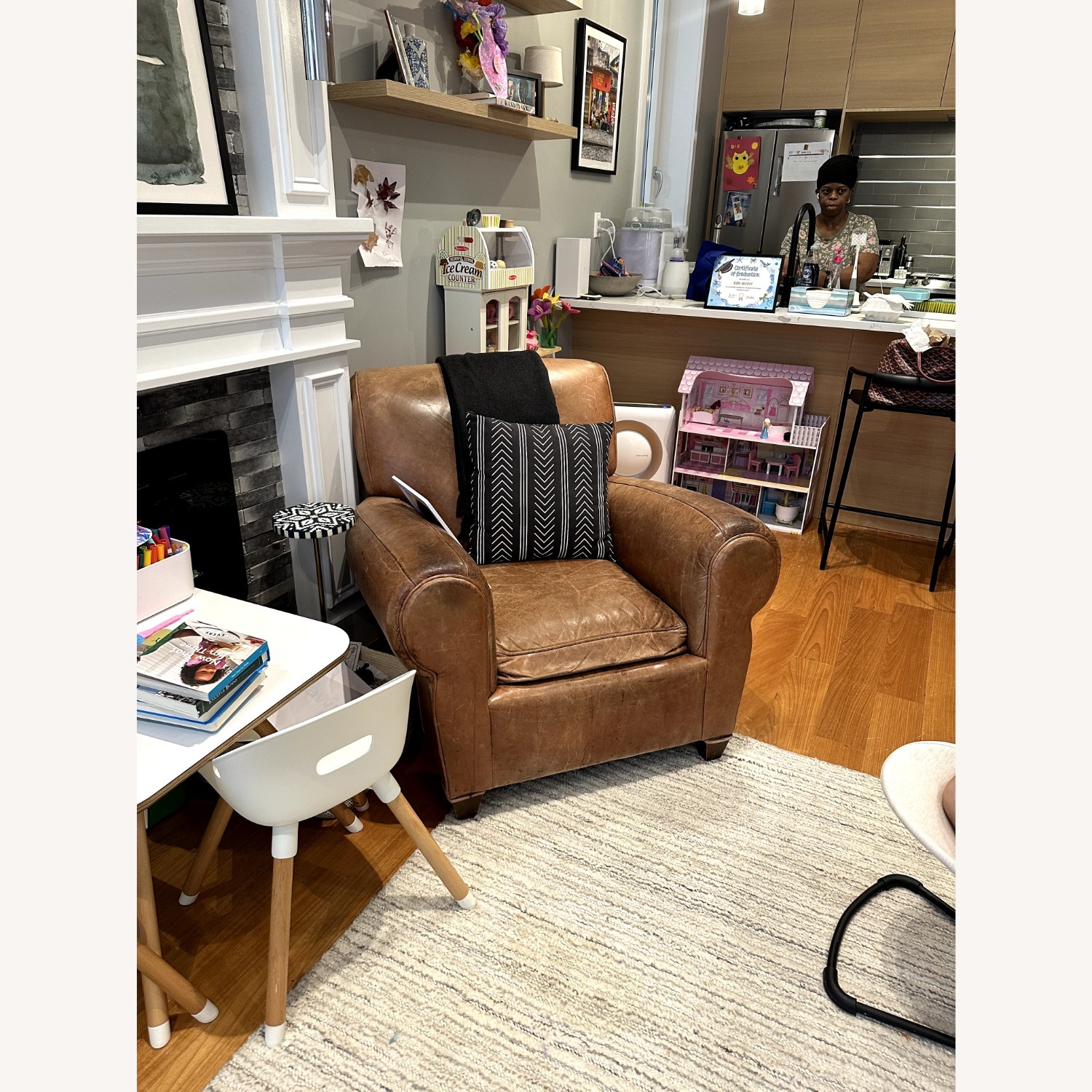 Pottery Barn Red Leather Armchair - image-3