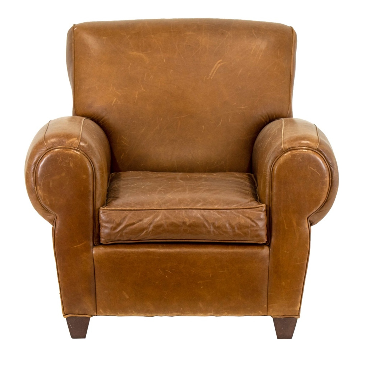 Pottery Barn Red Leather Armchair - image-4