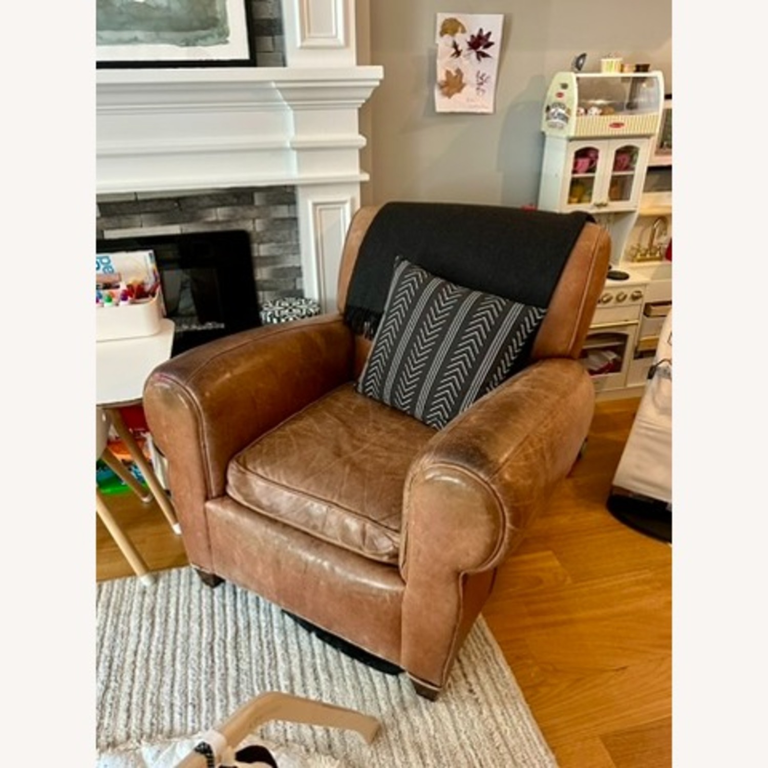 Pottery Barn Red Leather Armchair - image-2