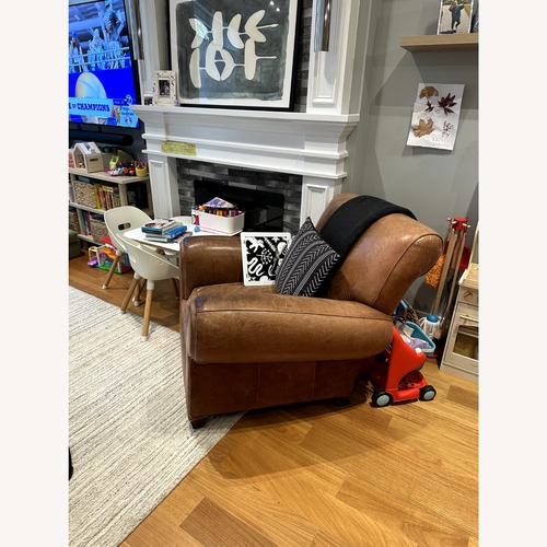 Used Pottery Barn Red Leather Armchair for sale on AptDeco