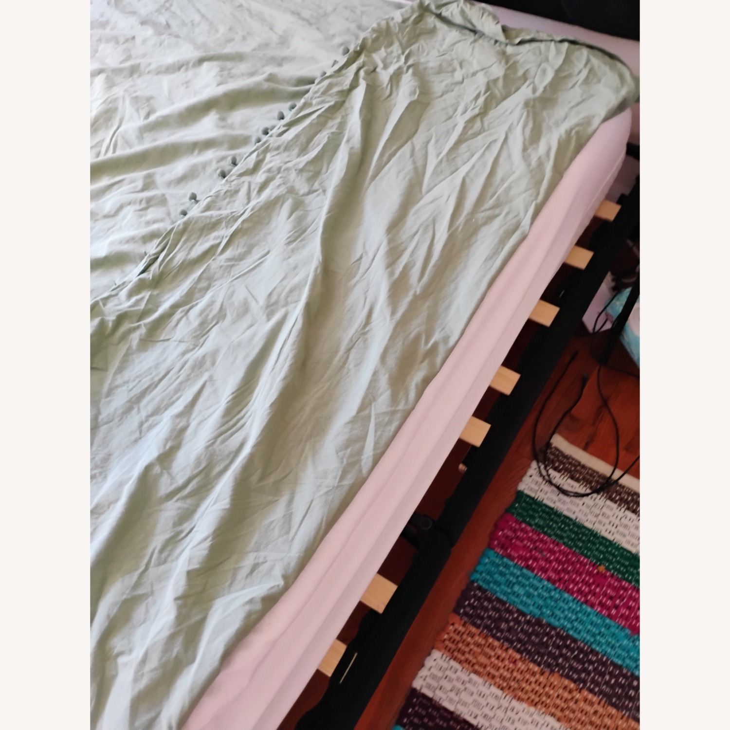 Black Fabric Queen Bed - image-2