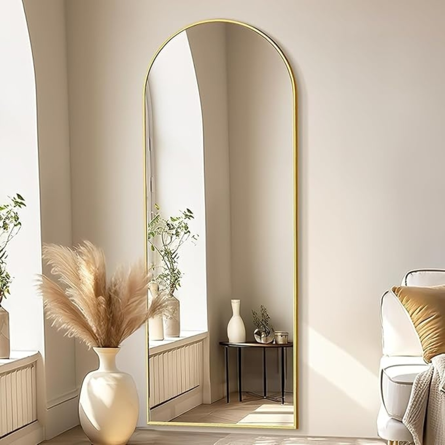 Arched Full Length Mirror with Stand - image-4