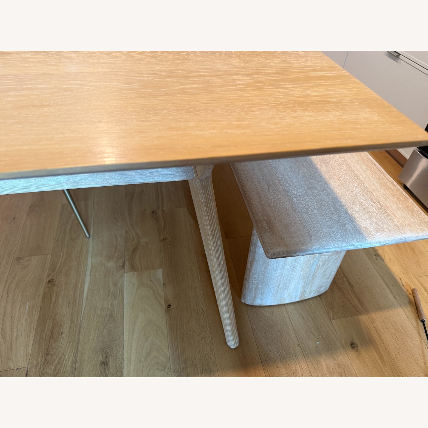 West Elm Mid Century Modern Cerused White Table - image-3
