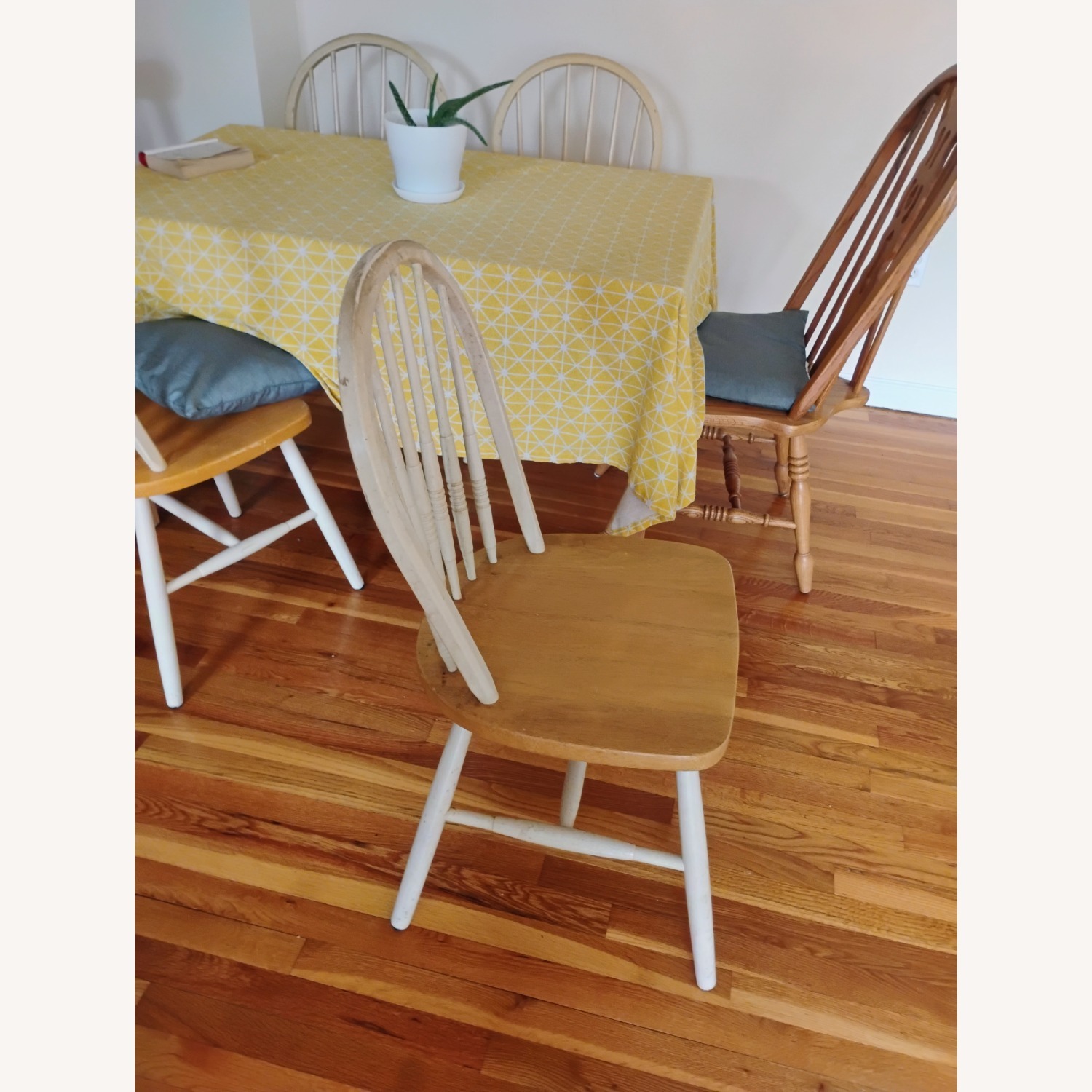 Vintage/Antique Finds White Wood Dining Chairs - image-2
